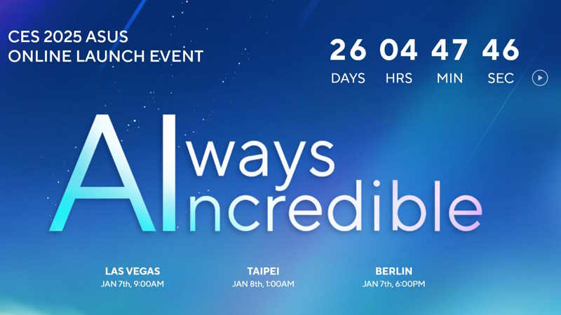 CES 2025: ASUS Annuncia l'Evento Virtuale Always Incredible