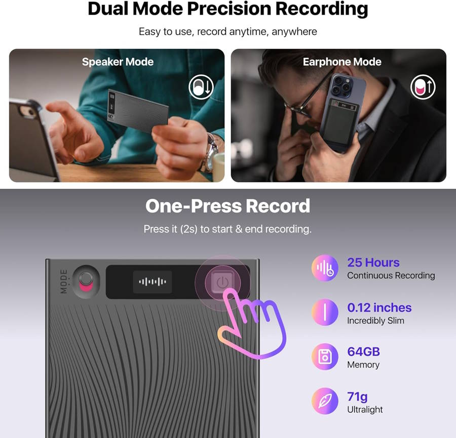 Mobvoi TicNote AI Voice Recorder - Alleato per le Tue Registrazioni