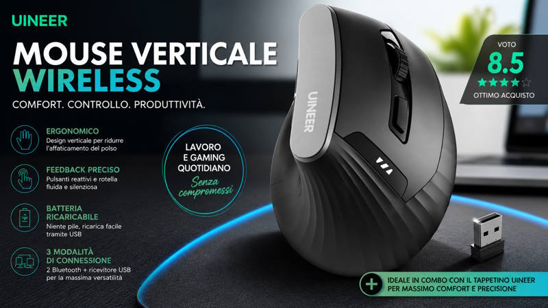 Uineer Mouse verticale wireless Recensione: una bella sorpresa!
