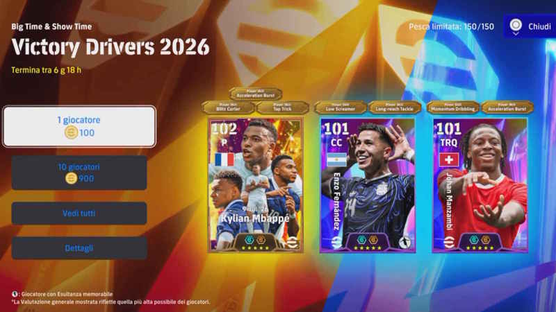 eFootball: I contenuti dell'aggiornamento del 30 luglio tra Pool "Victory Drivers", POTW Encored e Golden Goal