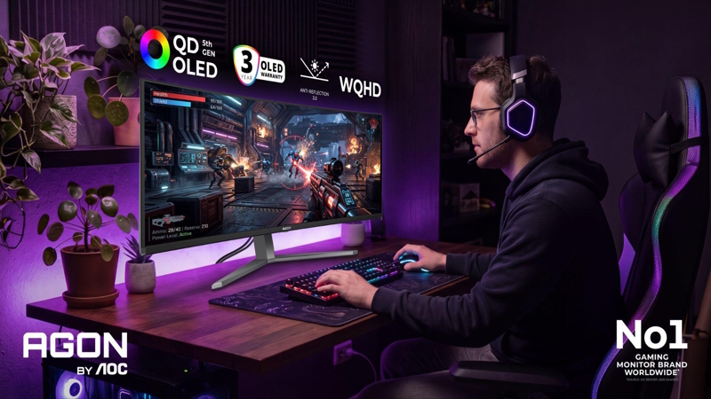 AGON by AOC torna a gamescom con due nuovi monitor QD-OLED da 34 e 48,9 pollici