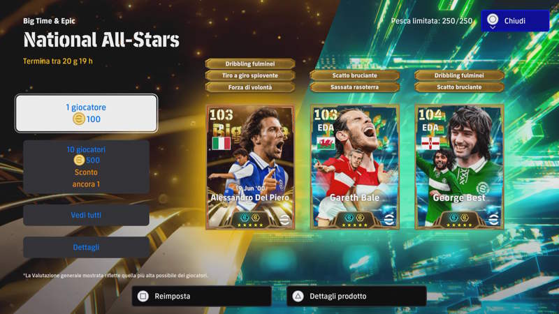 eFootball 2027 Server On! Super Del Piero, Pool Cantona con Giri Gratis e Accordi al Buio