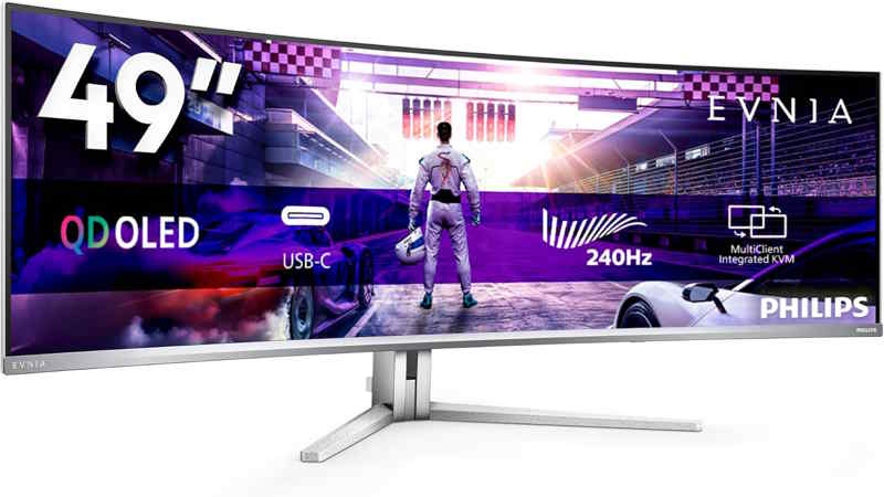 Philips Evnia 49M2C8900: super sconto sul monitor gaming QD-OLED da 49 pollici