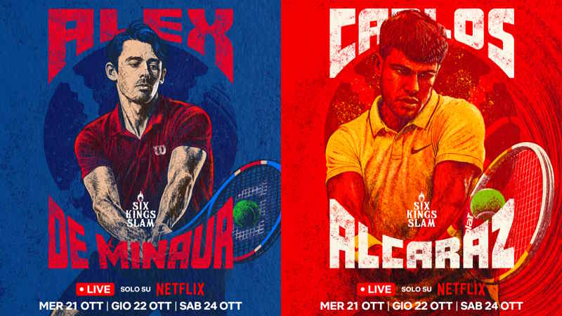 Six Kings Slam 2026 su Netflix: Alcaraz, Djokovic e le stelle del tennis tornano in campo
