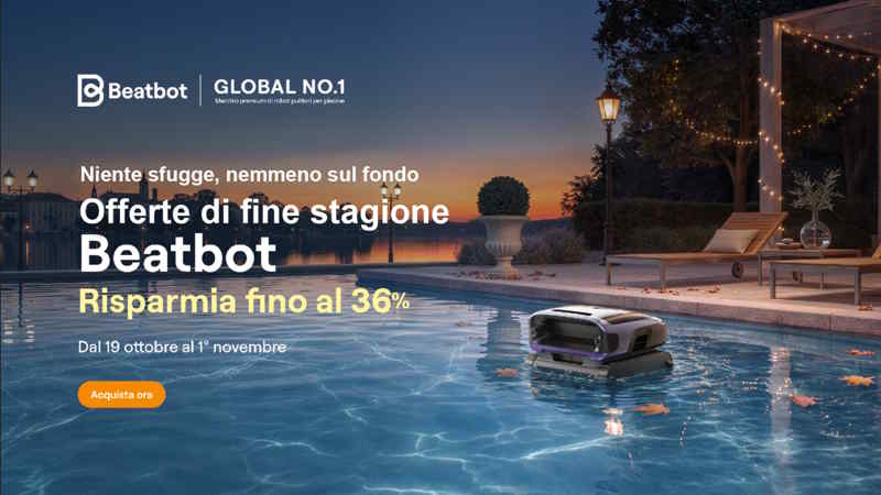 Robot piscina Beatbot in sconto fino al 36%: 6 modelli da 449 euro