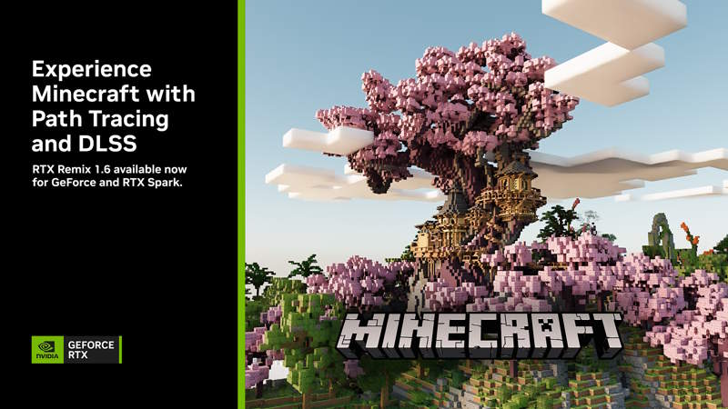 NVIDIA RTX Remix 1.6 rivoluziona Minecraft: Path Tracing, DLSS e novità per RTX Spark